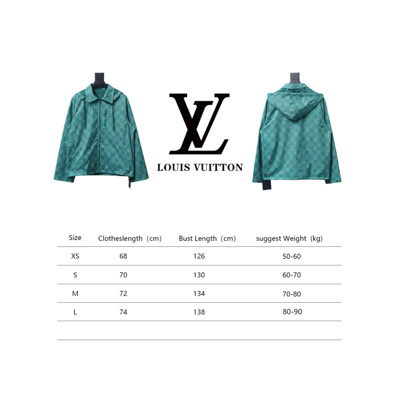 Louis Vuitton 24ss green plaid checkerboard hooded windbreaker Jacket