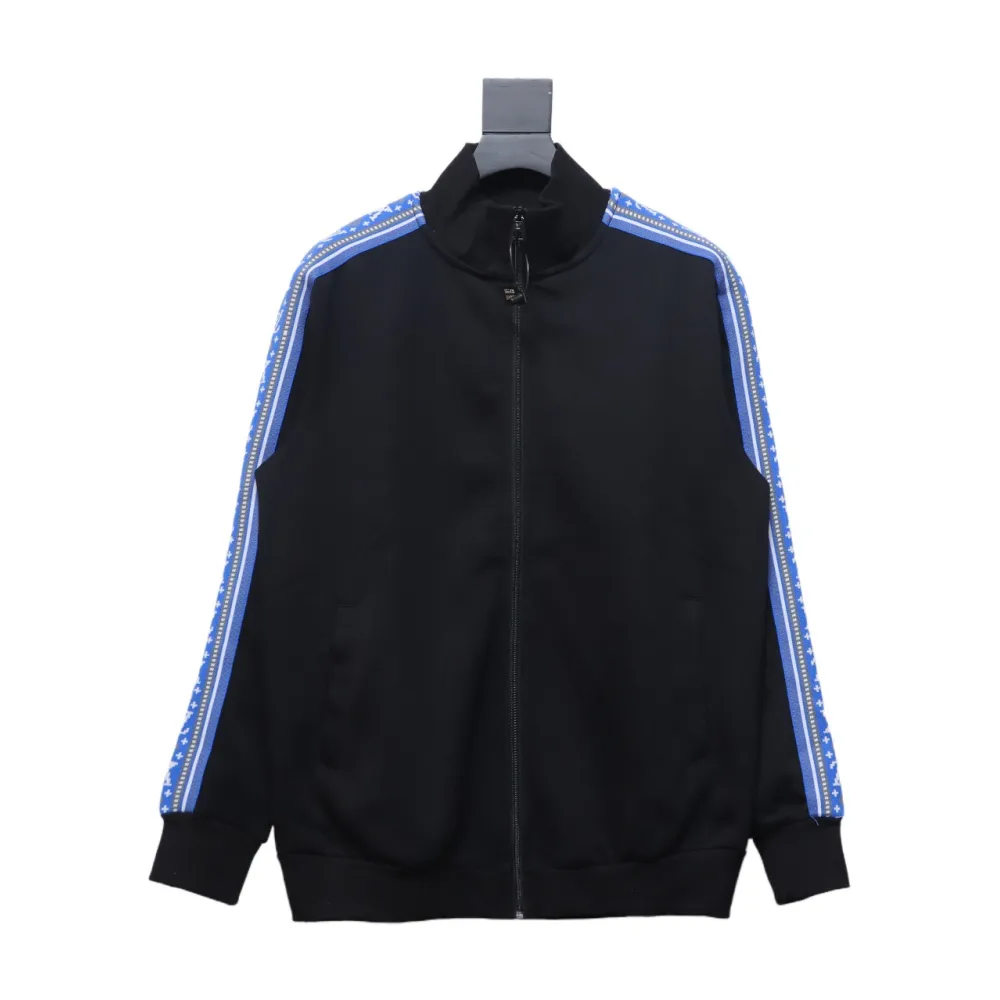  Louis Vuitton Fair Isle blue webbing striped sports suit stand collar jacket