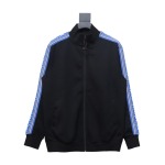  Louis Vuitton Fair Isle blue webbing striped sports suit stand collar jacket