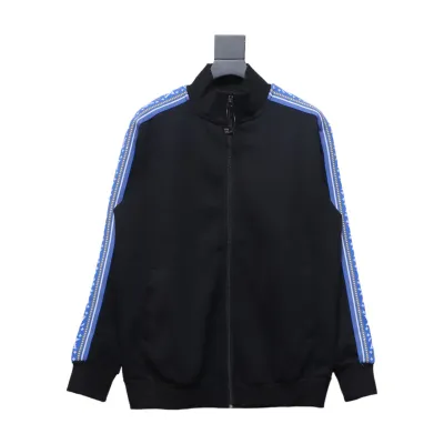  Louis Vuitton Fair Isle blue webbing striped sports suit stand collar jacket 01