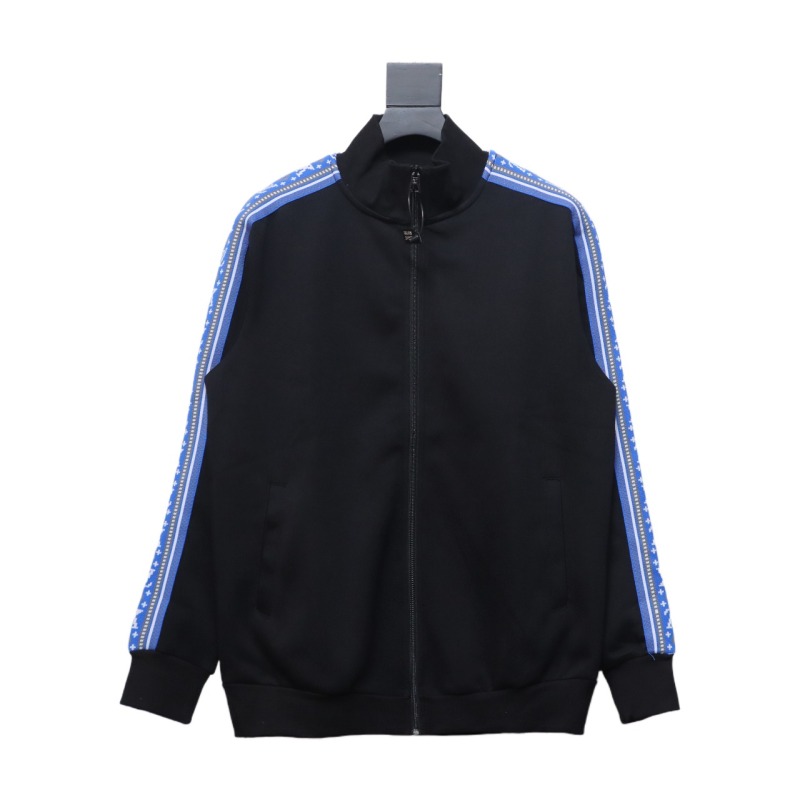  Louis Vuitton Fair Isle blue webbing striped sports suit stand collar jacket