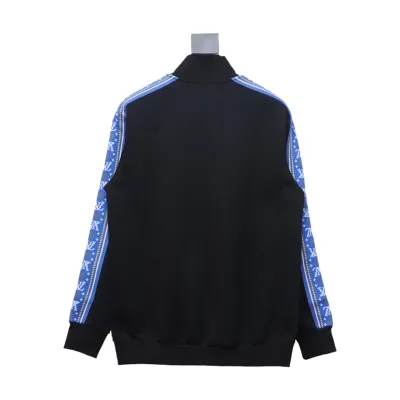  Louis Vuitton Fair Isle blue webbing striped sports suit stand collar jacket 02