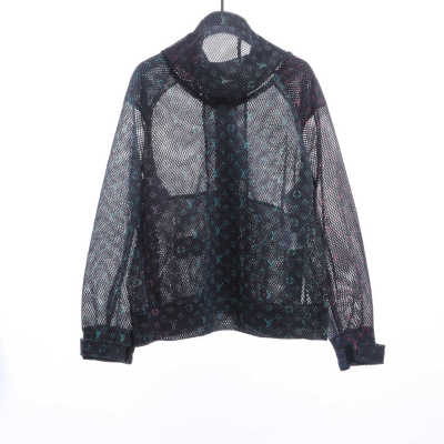  Louis Vuitton gradient monogram mesh hooded jacket black 02
