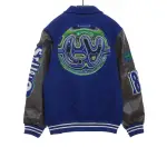 Louis Vuitton graffiti pattern embroidered patchwork leather baseball jacket