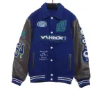 Louis Vuitton graffiti pattern embroidered patchwork leather baseball jacket