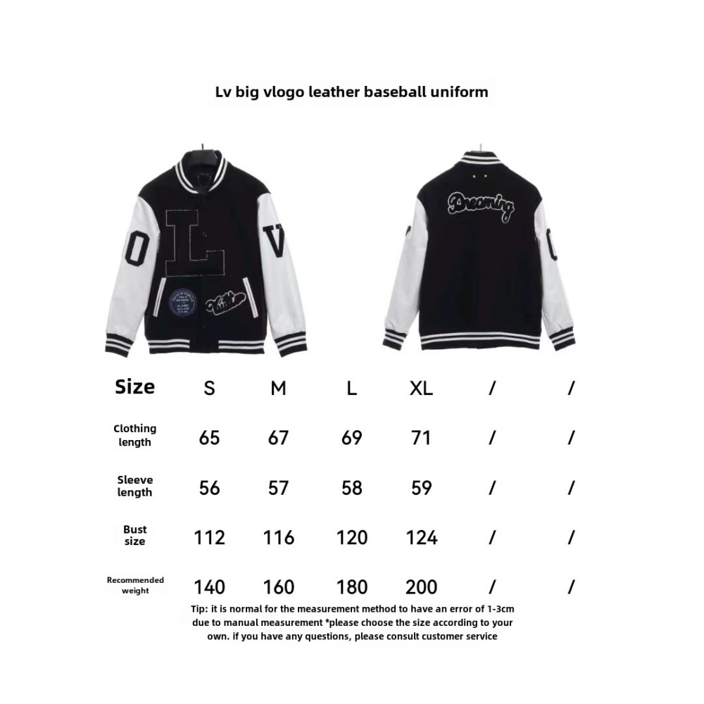  Louis Vuitton large VLOGO patchwork leather baseball jacket