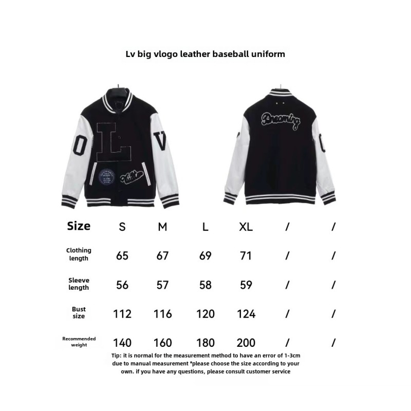  Louis Vuitton large VLOGO patchwork leather baseball jacket