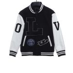  Louis Vuitton large VLOGO patchwork leather baseball jacket
