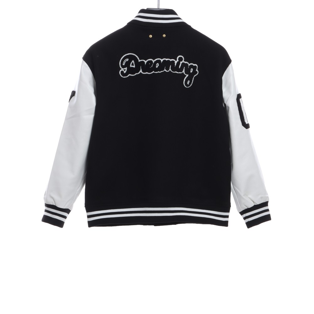  Louis Vuitton large VLOGO patchwork leather baseball jacket
