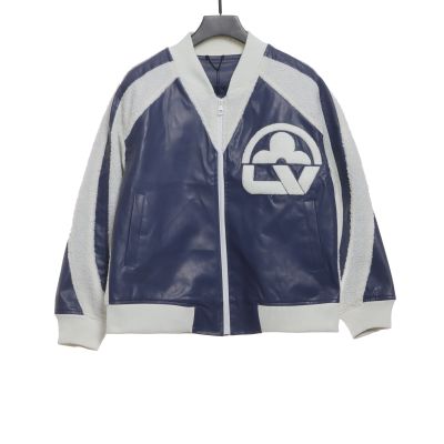  Louis Vuitton logo LOGO patchwork sleeves baseball jacket 01