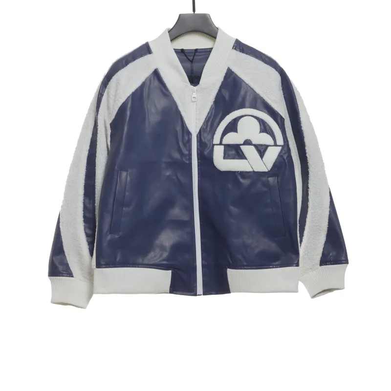 Louis Vuitton logo LOGO patchwork sleeves baseball jacket