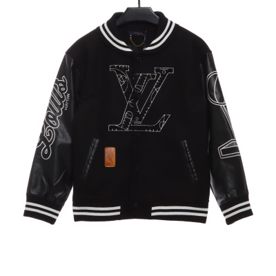  Louis Vuitton NBA patchwork sleeve baseball jacket 01