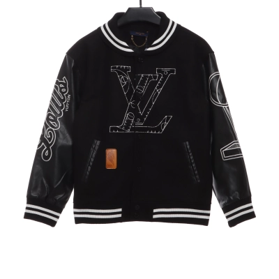 Louis Vuitton NBA patchwork sleeve baseball jacket 01
