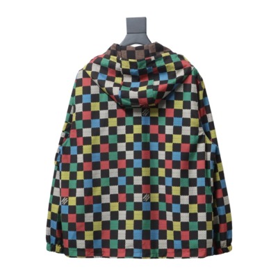  Louis Vuitton old flower checkerboard hooded windbreaker Jacket 02