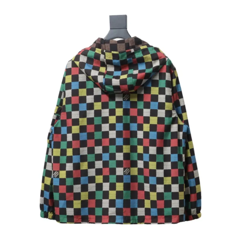 Louis Vuitton old flower checkerboard hooded windbreaker Jacket