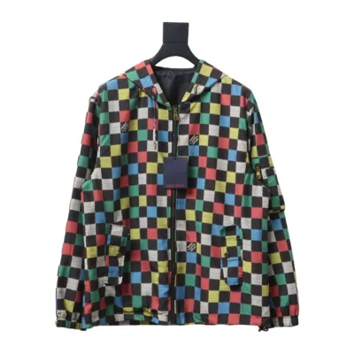 Louis Vuitton old flower checkerboard hooded windbreaker Jacket 01