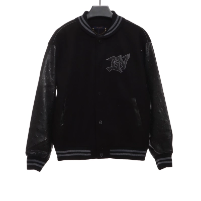 Louis Vuitton towel embroidery patchwork leather tweed jacket 01