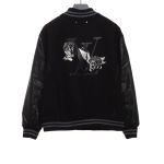 Louis Vuitton towel embroidery patchwork leather tweed jacket