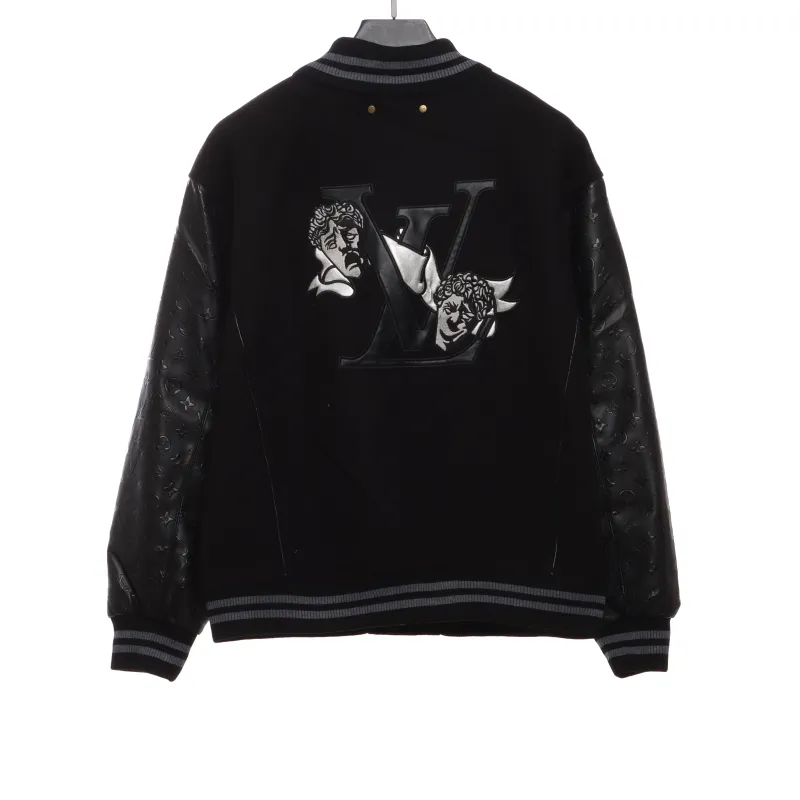 Louis Vuitton towel embroidery patchwork leather tweed jacket