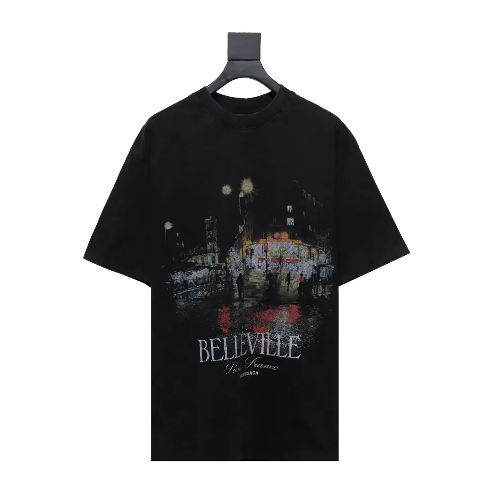 PK Balenciaga24ss night scene digital direct injection T-Shirts
