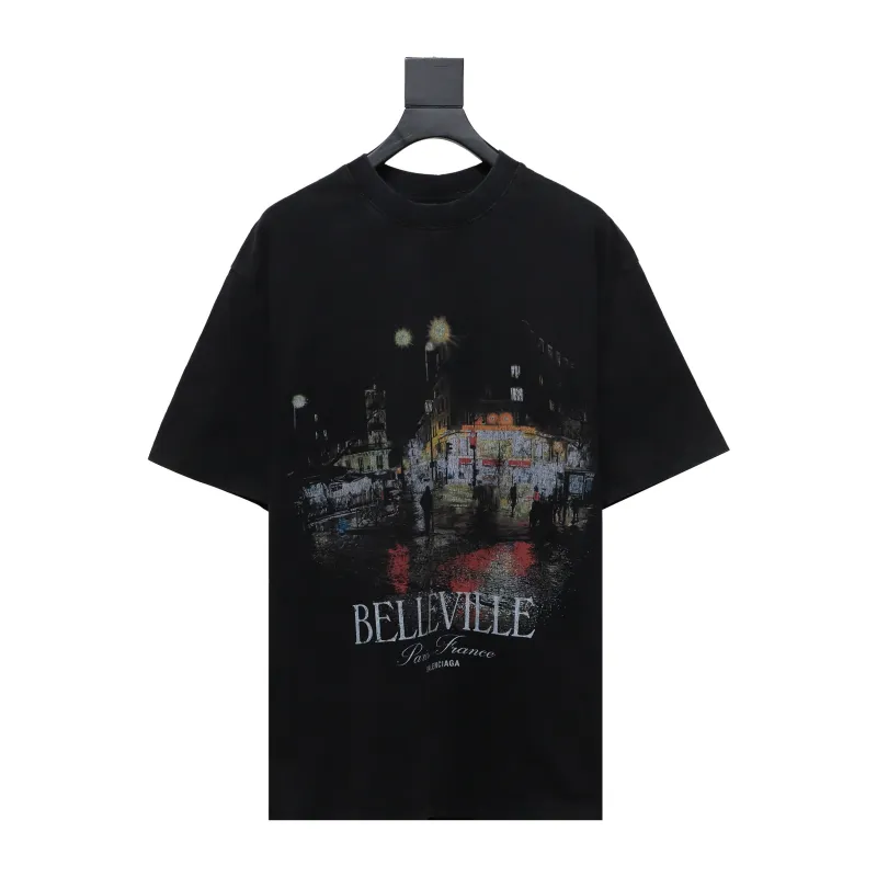 PK Balenciaga24ss night scene digital direct injection T-Shirts