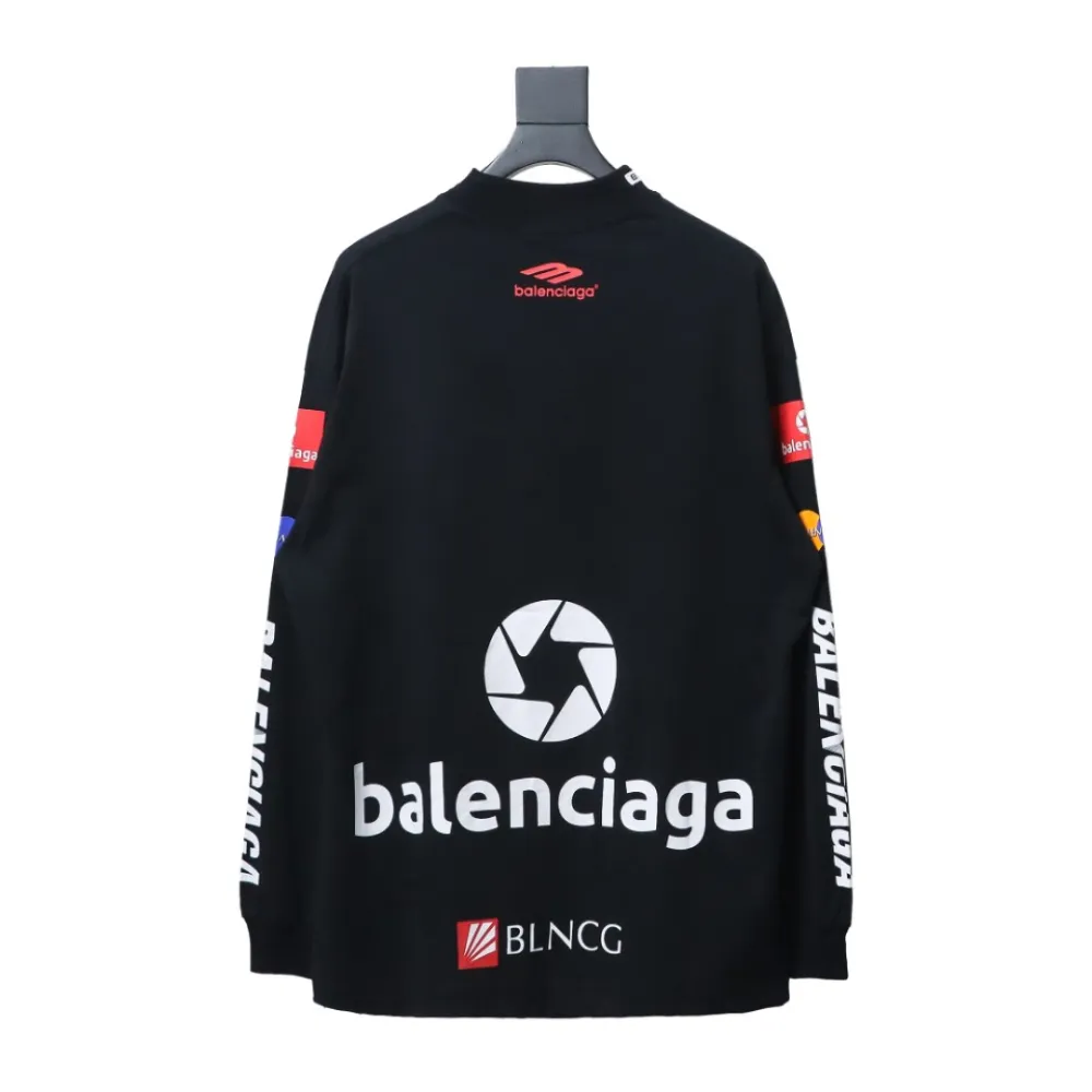 PK Balenciaga 23ss multi-element print full-mark long-sleeved T-shirt 1