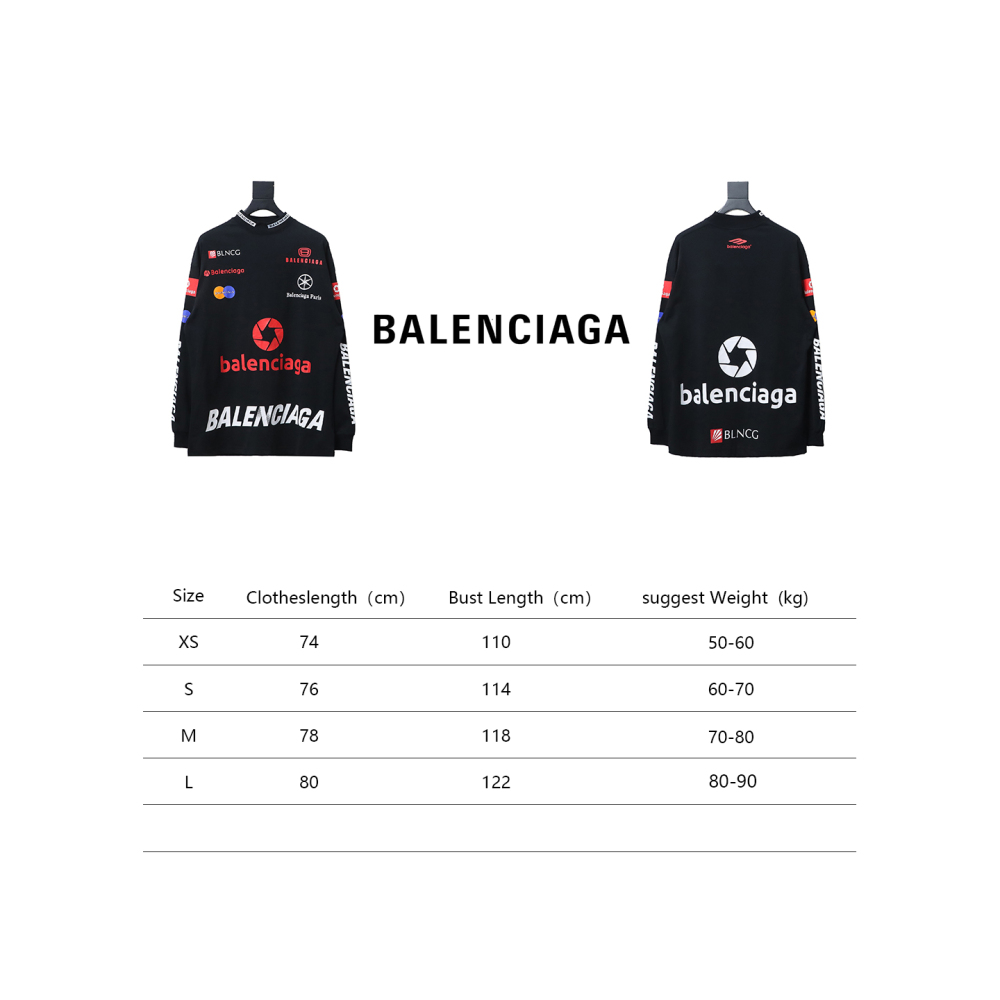PK Balenciaga 23ss multi-element print full-mark long-sleeved T-shirt 1