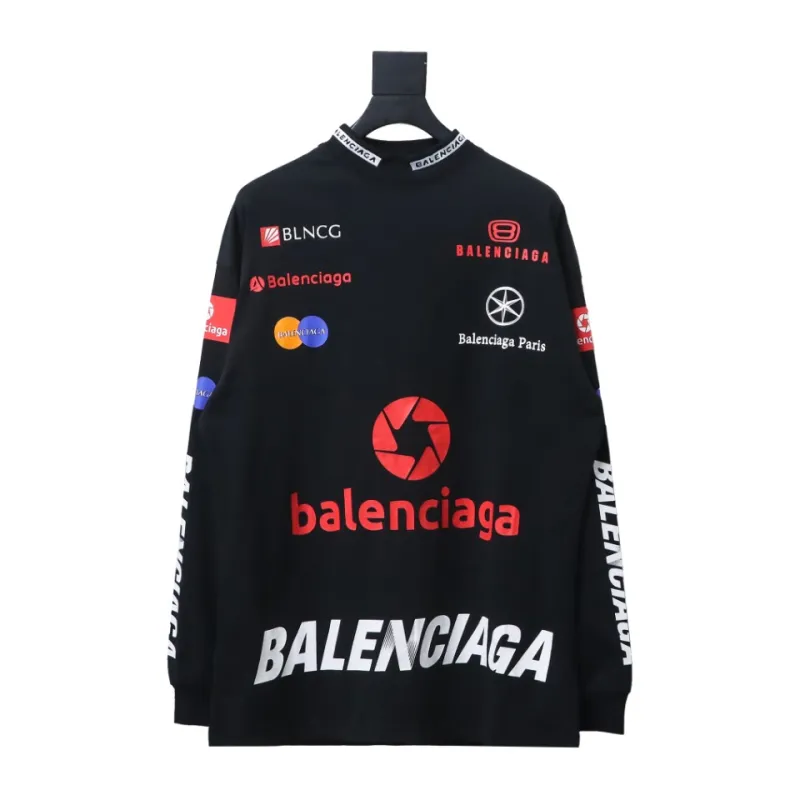 PK Balenciaga 23ss multi-element print full-mark long-sleeved T-shirt 1