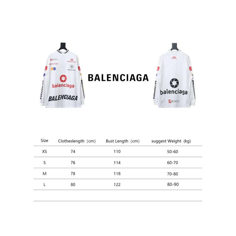 Balenciaga 23ss multi-element print full-mark long-sleeved T-shirt 2