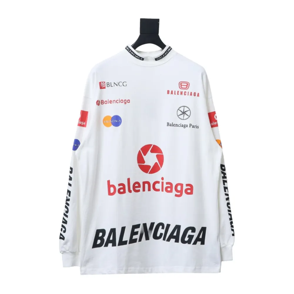 Balenciaga 23ss multi-element print full-mark long-sleeved T-shirt 2