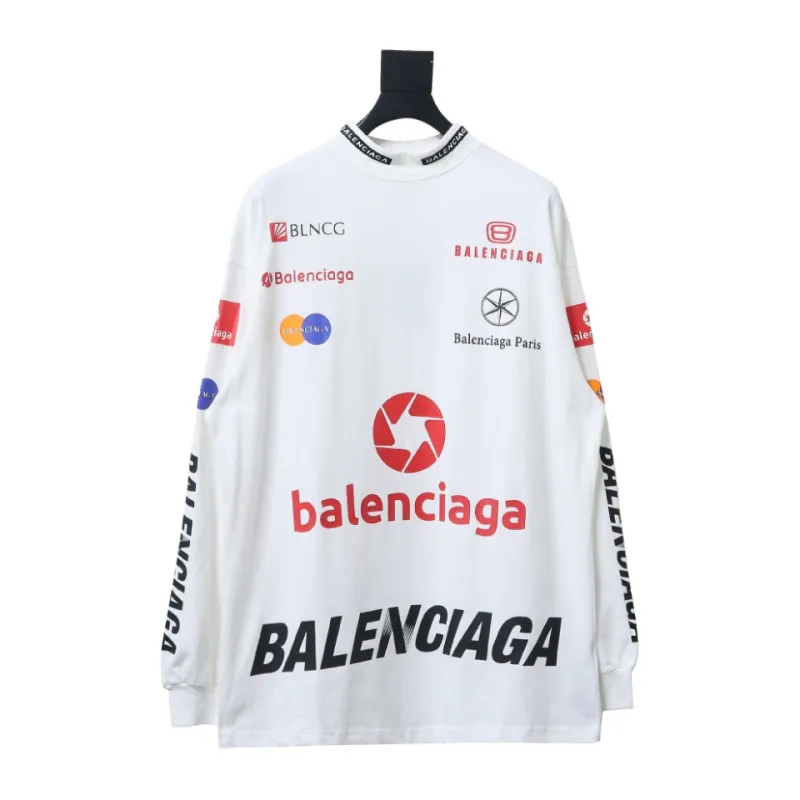 Balenciaga 23ss multi-element print full-mark long-sleeved T-shirt 2