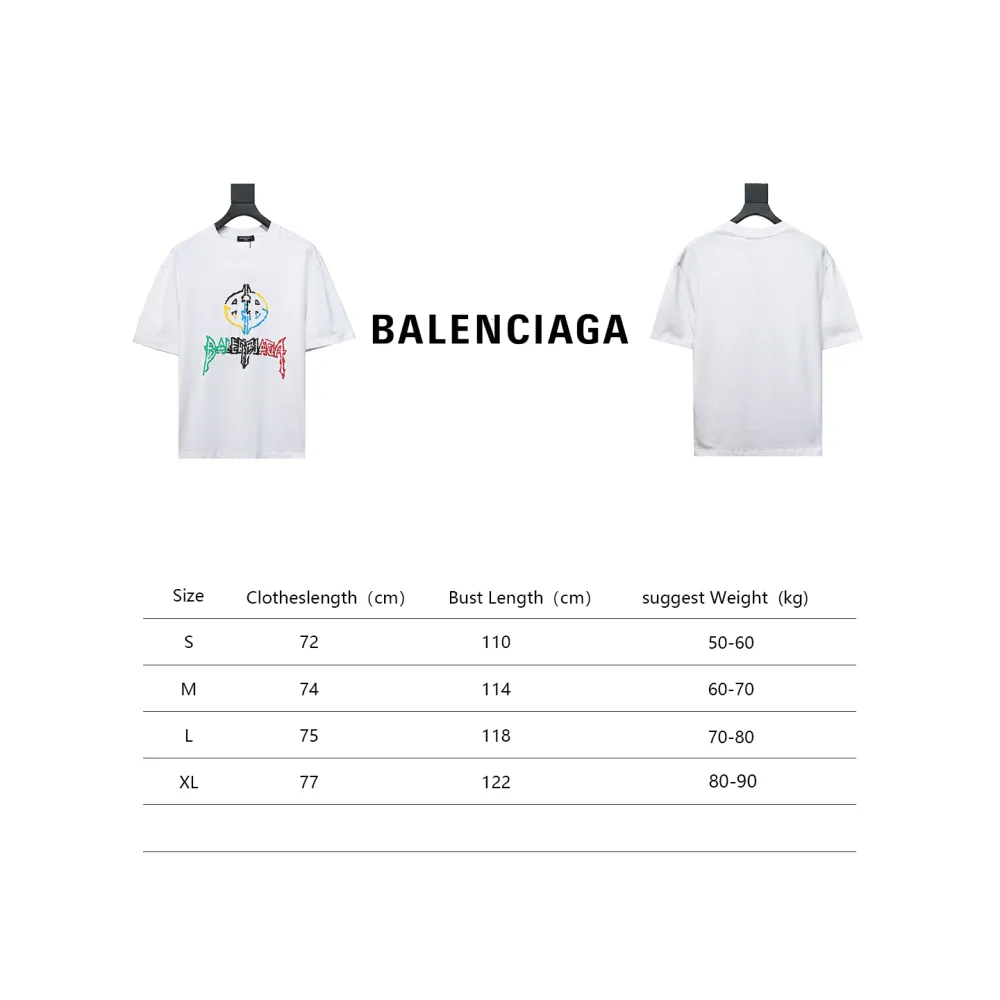  Balenciaga 24ss colorful letter logo foam print T-shirts 1