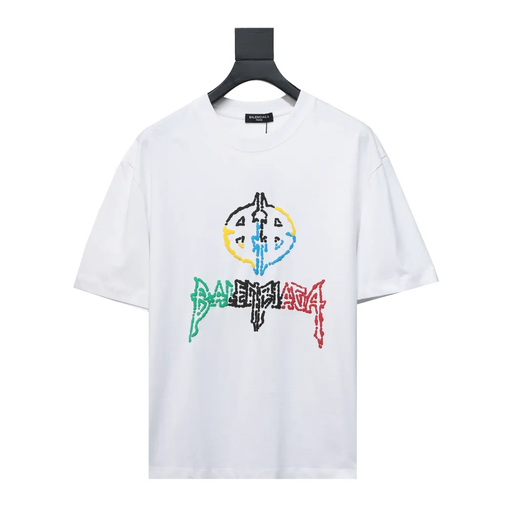  Balenciaga 24ss colorful letter logo foam print T-shirts 1