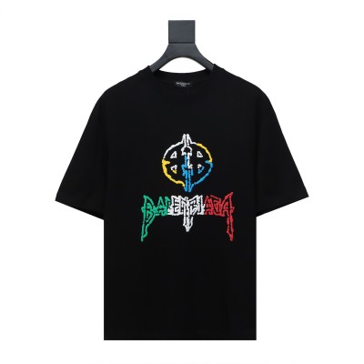 Balenciaga 24ss colorful letter logo foam print T-shirts 2 01
