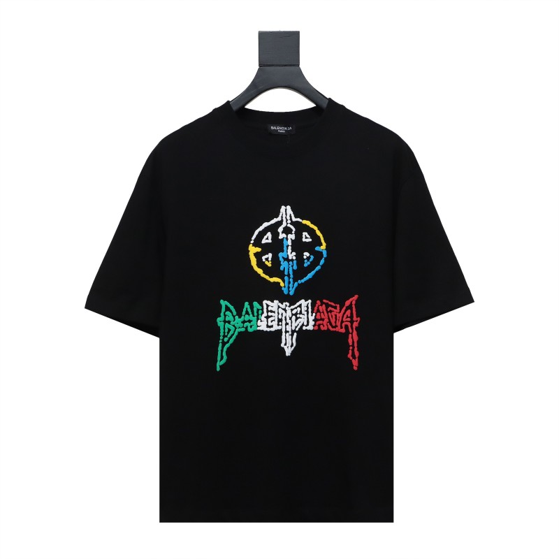 Balenciaga 24ss colorful letter logo foam print T-shirts 2