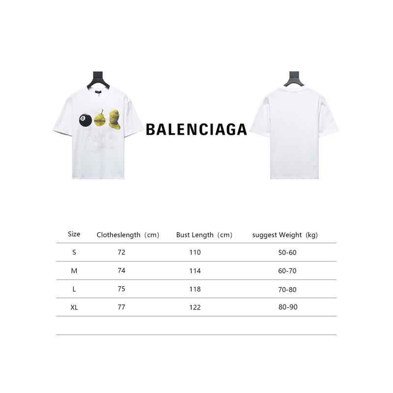  Balenciaga 24ss Custard Apple Printed T-Shirts