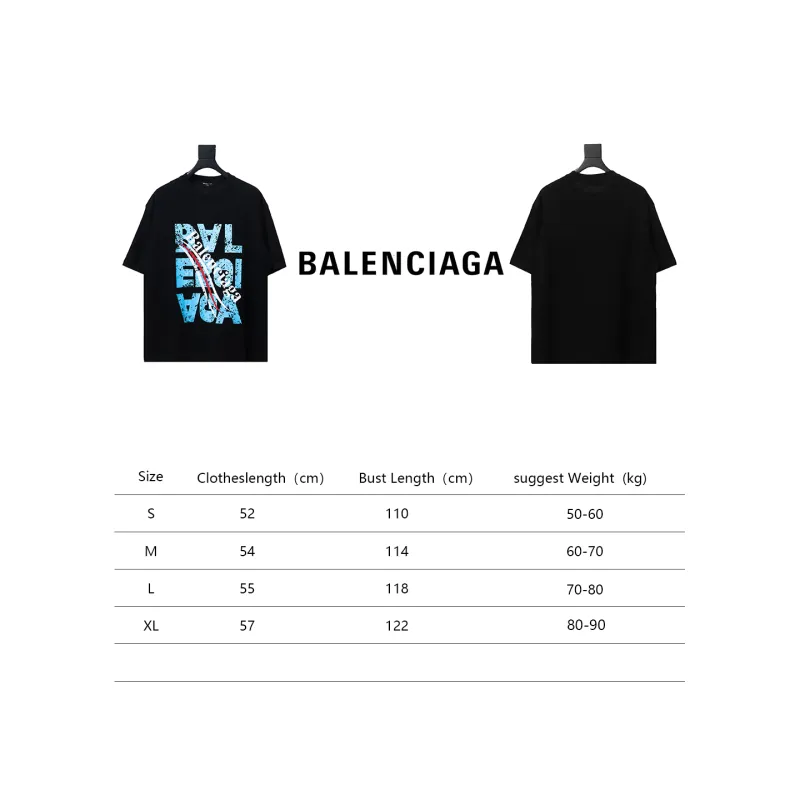 Balenciaga 24ss mottled distressed letter logo T-shirts 1