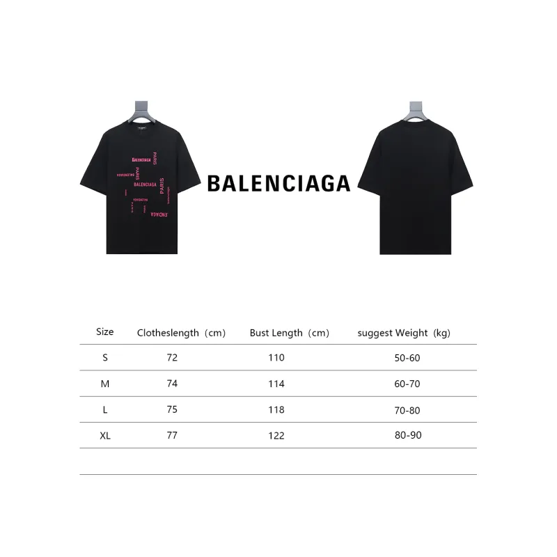  Balenciaga 24ss pink letter print T-Shirts shirt 2