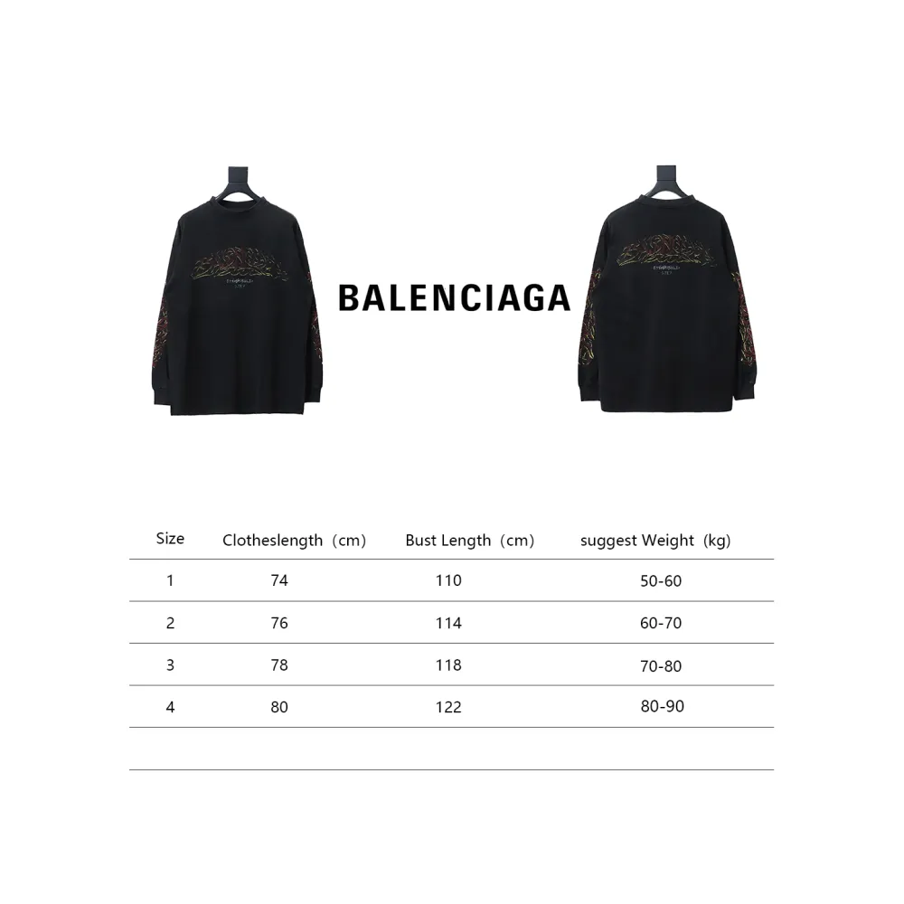 Balenciaga BLCG 23SS new Sanskrit disaster flame print long sleeve T-shirt