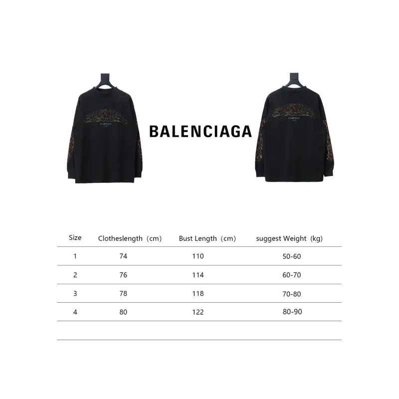 Balenciaga BLCG 23SS new Sanskrit disaster flame print long sleeve T-shirt