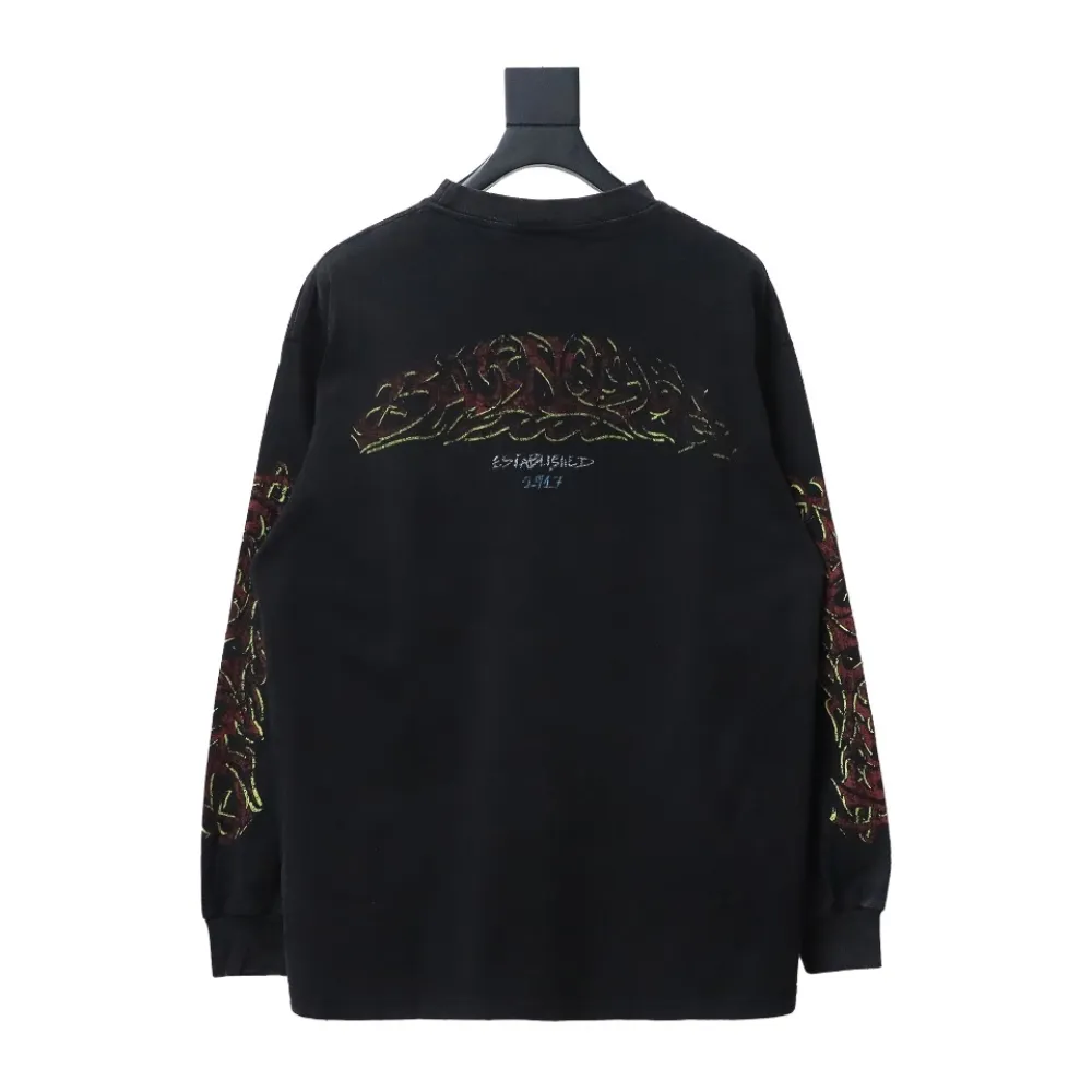 Balenciaga BLCG 23SS new Sanskrit disaster flame print long sleeve T-shirt
