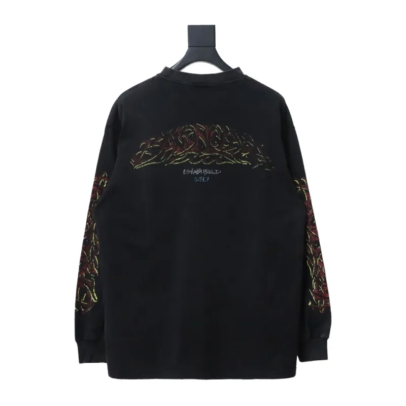 Balenciaga BLCG 23SS new Sanskrit disaster flame print long sleeve T-shirt