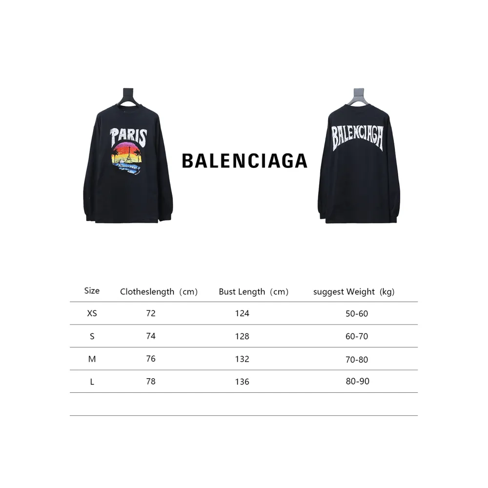 Balenciaga BLCG 24SS beach painting night scene print long-sleeved T-shirt 1