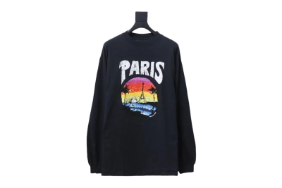  Balenciaga BLCG 24SS beach painting night scene print long-sleeved T-shirt 1 01