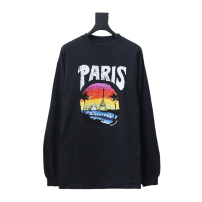 Balenciaga BLCG 24SS beach painting night scene print long-sleeved T-shirt 1 01