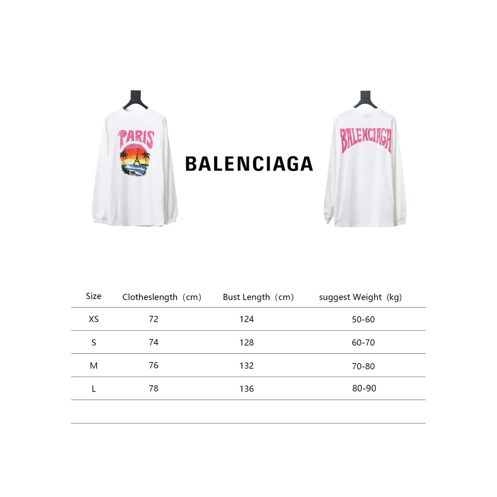 Balenciaga BLCG 24SS beach painting night scene print long-sleeved T-shirt 2