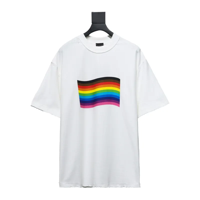  Balenciaga BLCG 24ss reverse wear rainbow stripe print T-Shirts T-Shirts 1