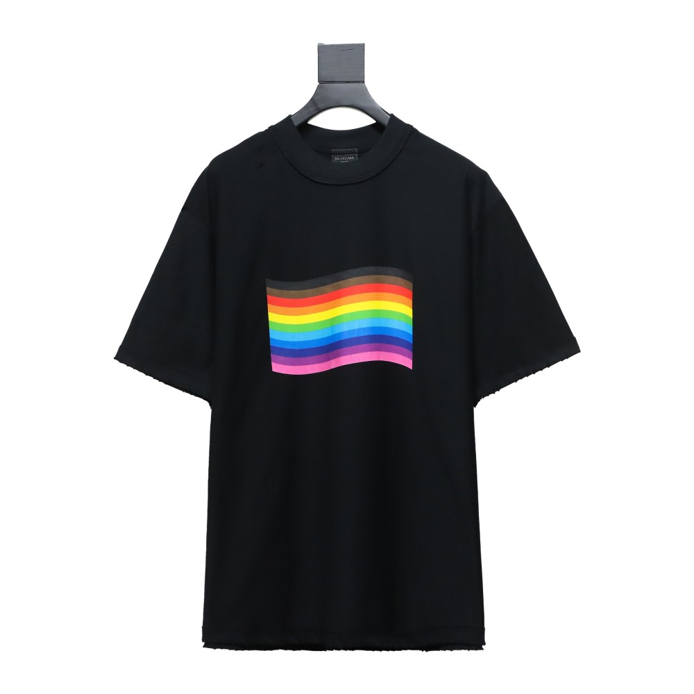 Balenciaga BLCG 24ss reverse wear rainbow stripe print T-Shirts T-Shirts 2