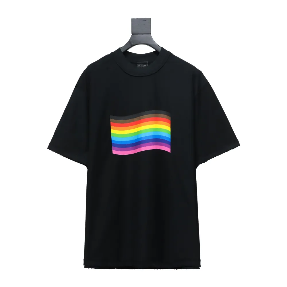 Balenciaga BLCG 24ss reverse wear rainbow stripe print T-Shirts T-Shirts 2