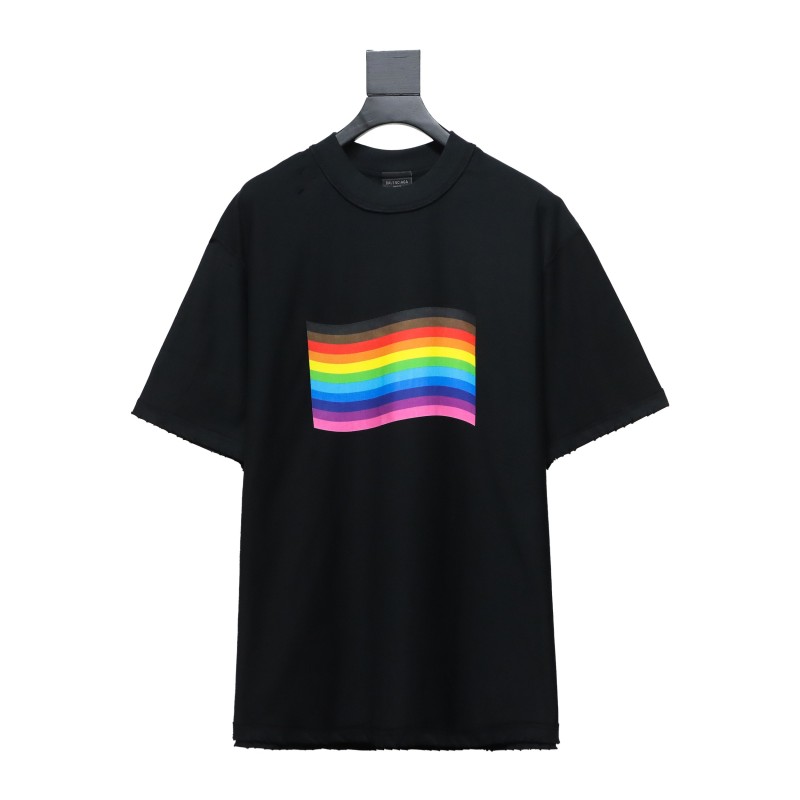Balenciaga BLCG 24ss reverse wear rainbow stripe print T-Shirts T-Shirts 2